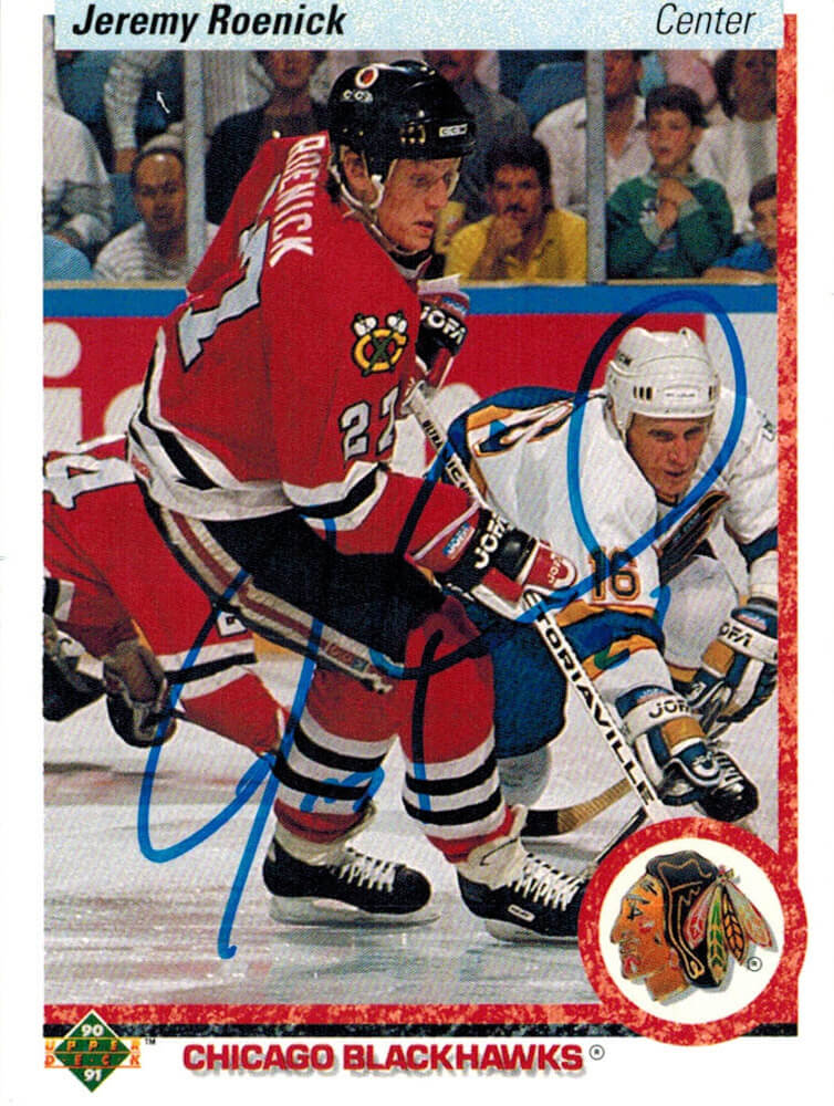 Jeremy Roenick Signed Blackhawks 1990 Upper Deck Rookie Card #63