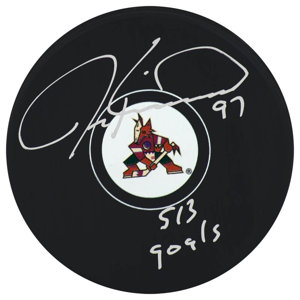 Jeremy Roenick Signed Arizona Coyotes Logo Hockey Puck w/513 Goals