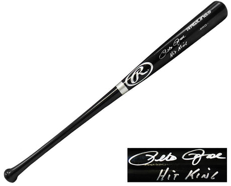 Pete Rose Signed Rawlings Pro Black Baseball Bat w/Hit King