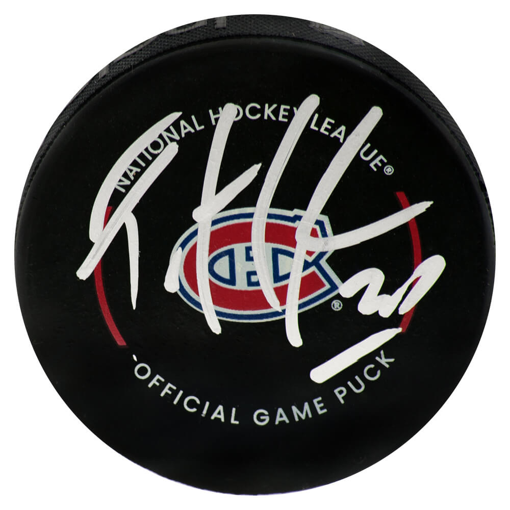 Patrick Roy Signed Montreal Canadiens Logo Official Game Hockey Puck - (Beckett)