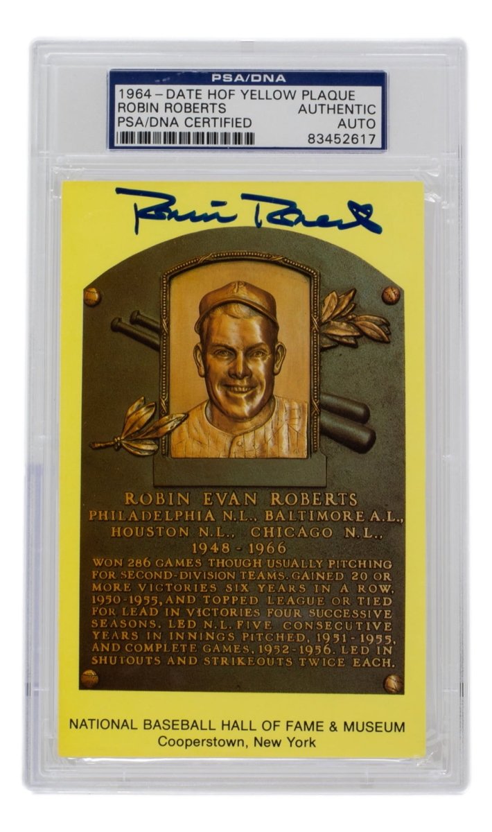 Robin Roberts Signed Slabbed Phillies Hall of Fame Plaque Postcard PSA/DNA - Sports Integrity