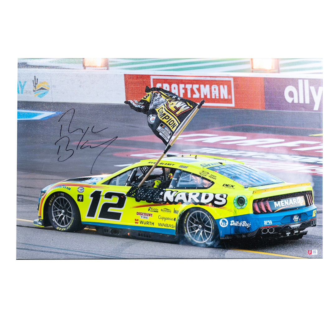 Ryan Blaney Signed 2023 NASCAR Cup Championship 20x30 Canvas - Pristine Authentic COA