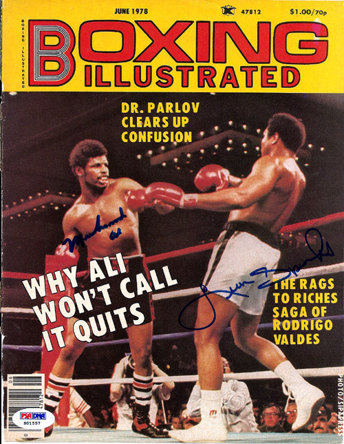 Muhammad Ali & Leon Spinks Autographed Boxing Illustrated Magazine Cover PSA/DNA #S01557