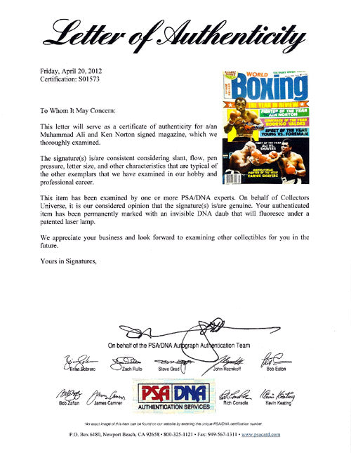 Muhammad Ali & Ken Norton Autographed Boxing World Magazine Cover PSA/DNA #S01573