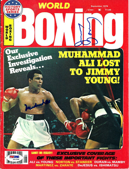 Muhammad Ali & Jimmy Young Autographed Boxing World Magazine Cover PSA/DNA #S01596