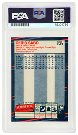 Chris Sabo Signed Reds 1988 Fleer Update Rookie Baseball Card #U-87 - (PSA Encapsulated)