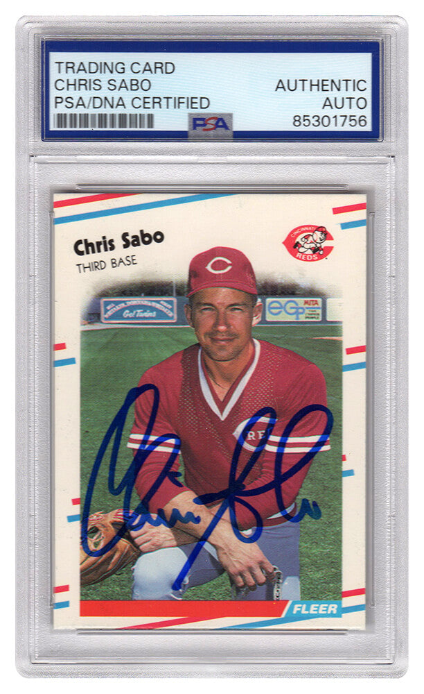 Chris Sabo Signed Reds 1988 Fleer Update Rookie Baseball Card #U-87 - (PSA Encapsulated)