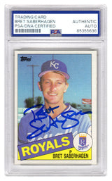 Bret Saberhagen Signed Royals 1985 Topps Rookie Baseball Trading Card #23 - (PSA Encapsulated)