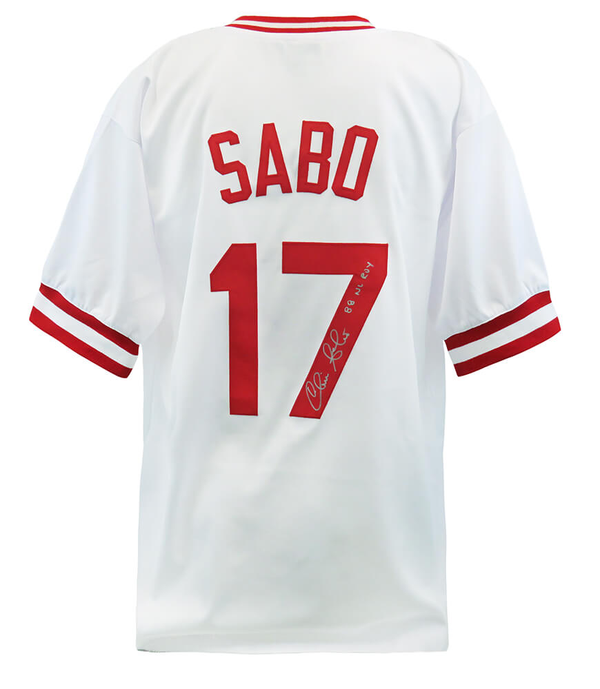 Chris Sabo Signed White Custom Baseball Jersey w/88 NL ROY