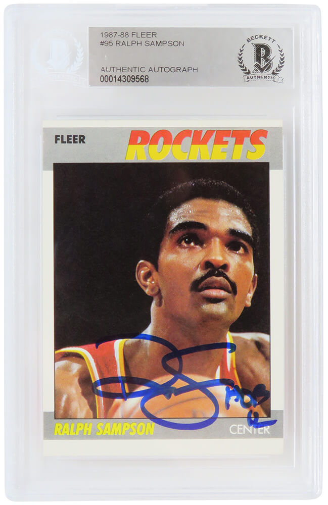 Ralph Sampson Signed Houston Rockets 1987 Fleer Basketball Card #95 w/HOF'12 - (Beckett Encapsulated)