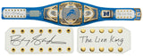 Barry Sanders Signed Detroit Lions 53x12 WWE Legacy Full Size Authentic Blue Wrestling Belt w/The Lion King