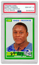 Barry Sanders Signed Detroit Lions 1989 Score Rookie Card #257 w/ROY'89 - (PSA/DNA Encapsulated - Auto Grade 10)