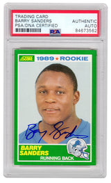 Barry Sanders Signed Detroit Lions 1989 Score Rookie Football Trading Card #257 (PSA Encapsulated)