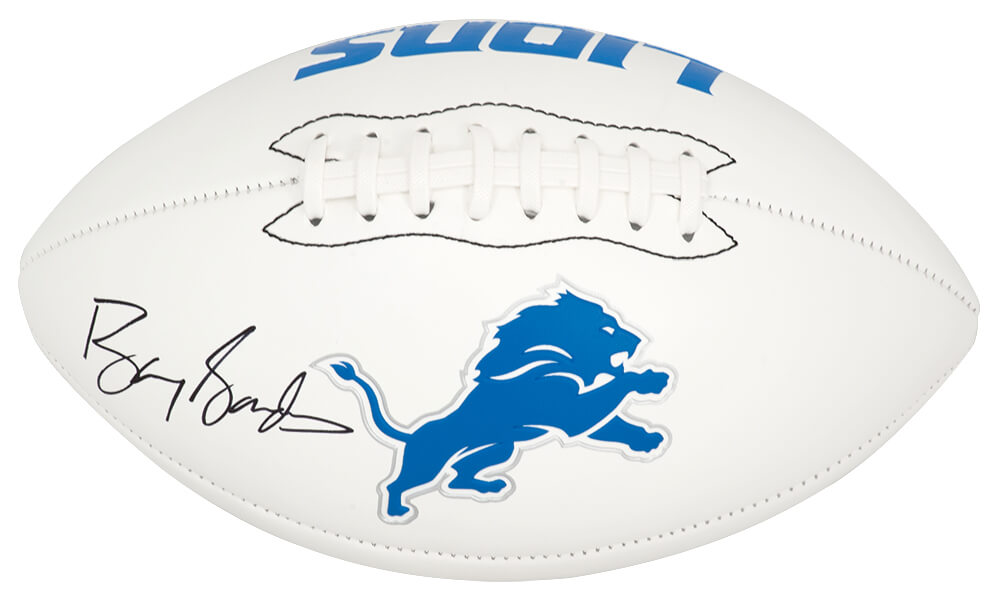 Barry Sanders Signed Franklin Detroit Lions White Logo Football