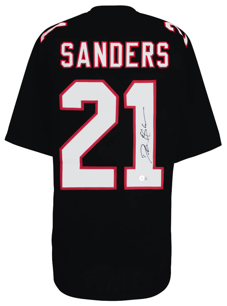 Deion Sanders Signed Black T/B Custom Football Jersey (Beckett)