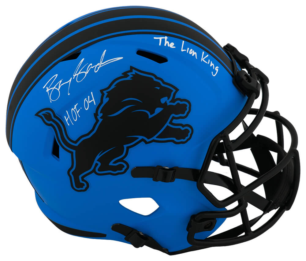 Barry Sanders Signed Detroit Lions RAVE Riddell Full Size Speed Replica Helmet w/HOF'04, The Lion King