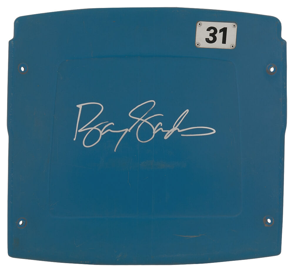 Barry Sanders Signed Detroit Silverdome Stadium Blue Seatback - (In Silver)