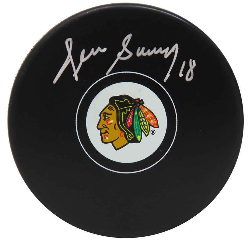 Denis Savard Signed Chicago Blackhawks Logo Hockey Puck