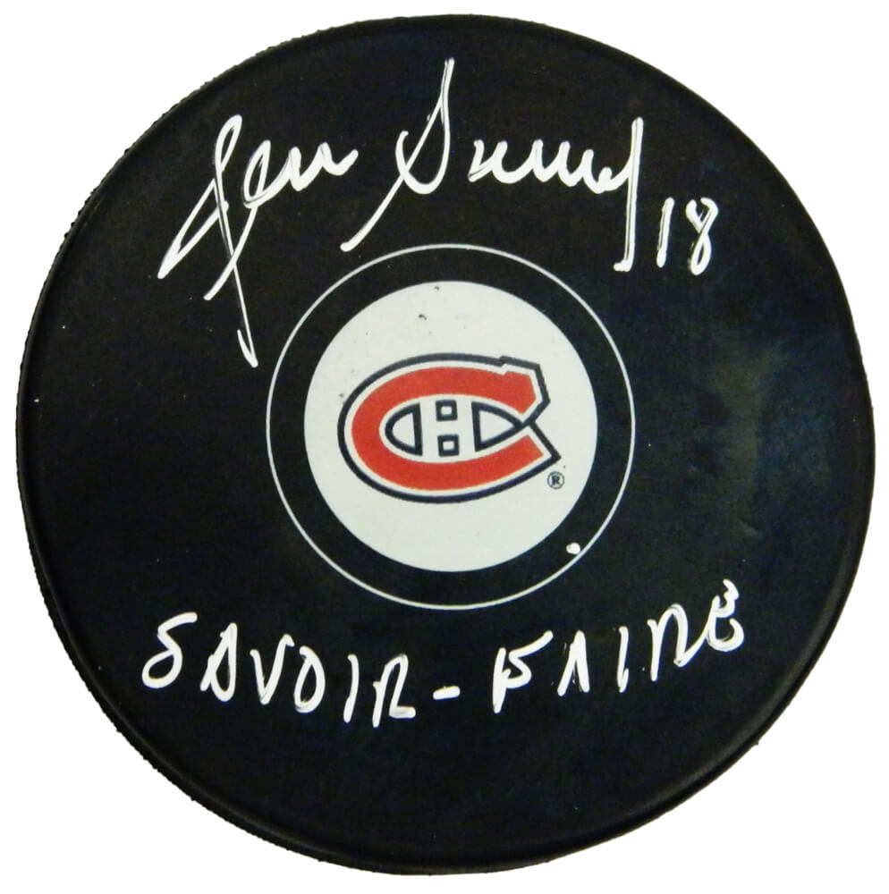 Denis Savard Signed Montreal Canadiens Logo Hockey Puck w/Savoir Faire