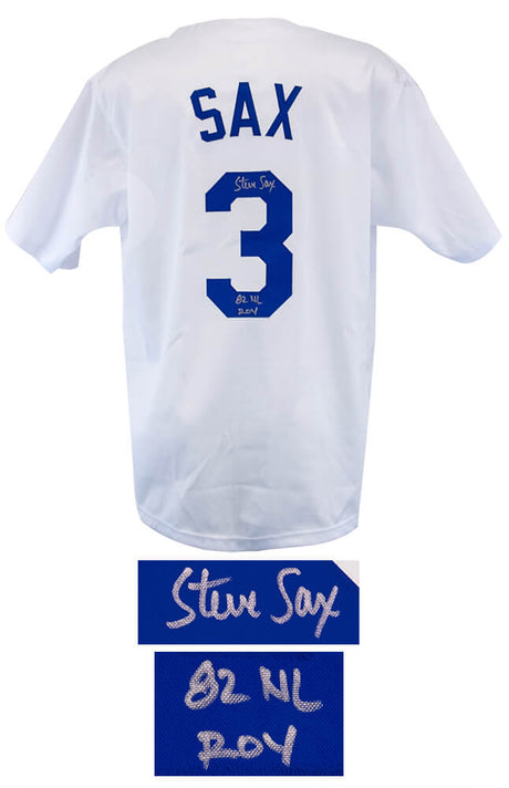 Steve Sax Signed White Custom Baseball Jersey w/82 NL ROY