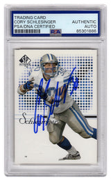 Cory Schlesinger Signed Detroit Lions 2002 SP Authentic Football Trading Card #84 - (PSA Encapsulated)