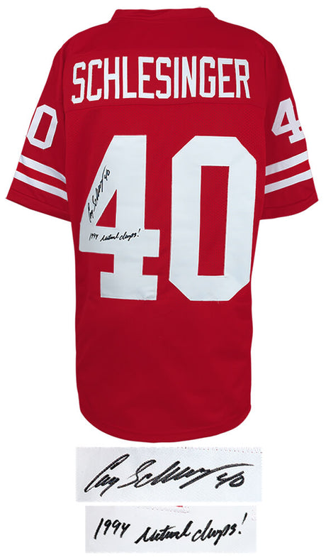 Cory Schlesinger Signed Red Custom College Football Jersey w/1994 National Champs