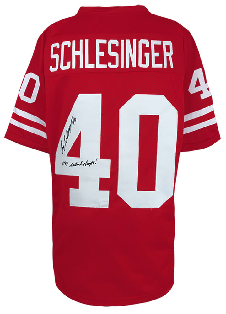 Cory Schlesinger Signed Red Custom College Football Jersey w/1994 National Champs