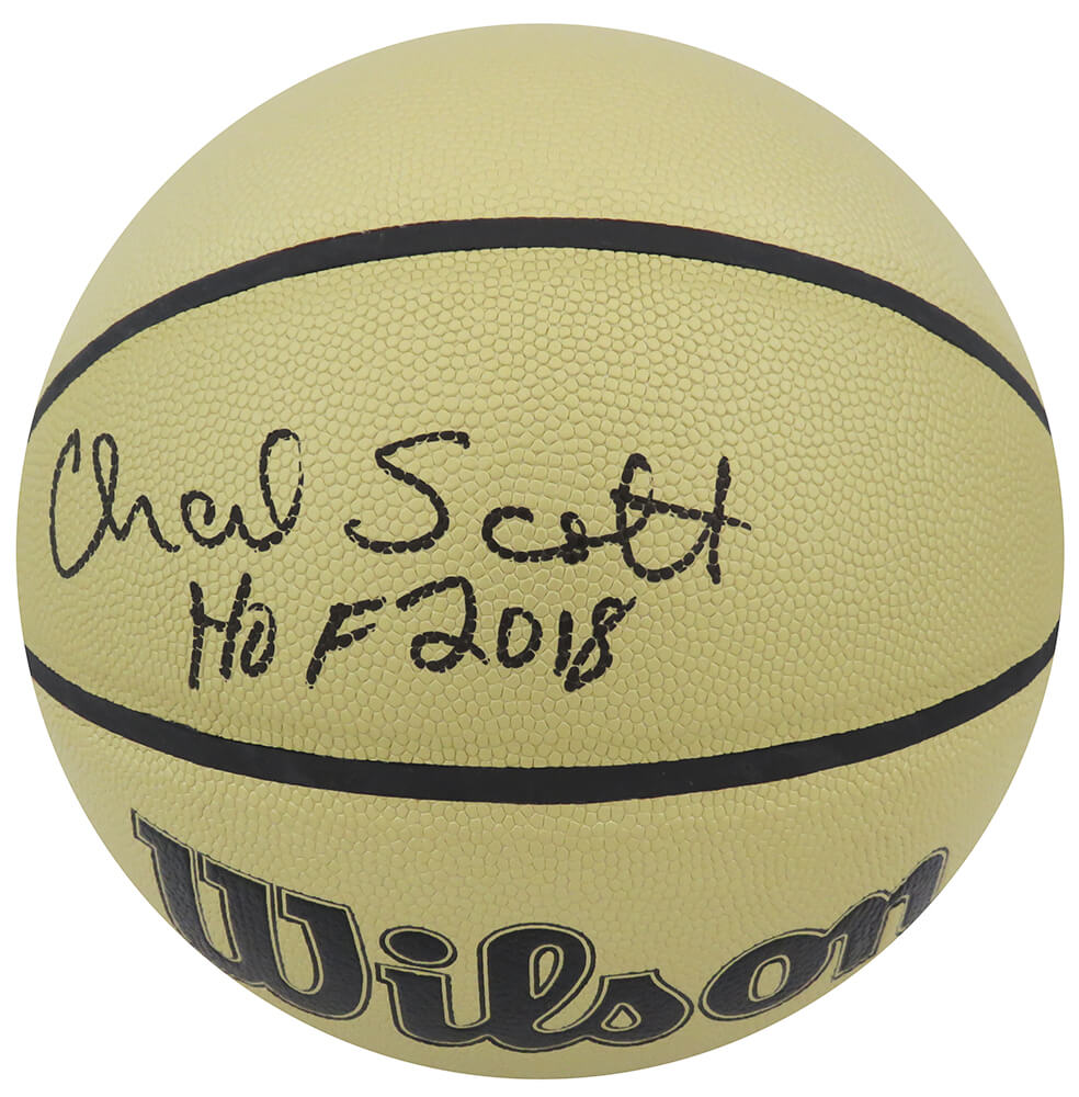 Charlie Scott Signed Wilson Gold NBA Basketball w/HOF 2018