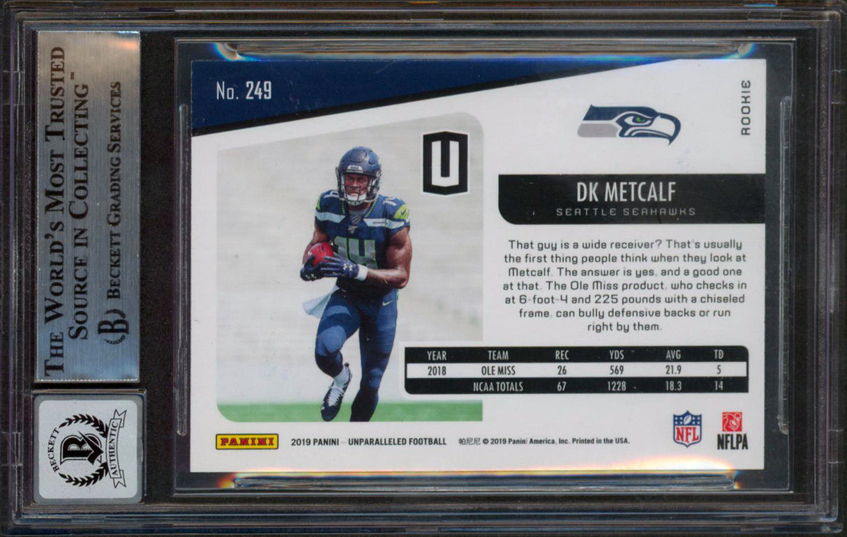 Seahawks DK Metcalf Signed 2019 Panini Unparalleled #249 RC Auto 10! BAS Slabbed