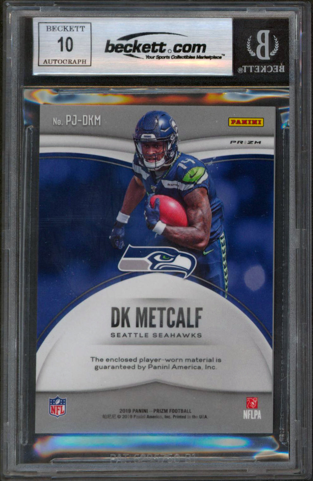 Seahawks DK Metcalf Signed 2019 Panini Prizm Premier #19 RC Auto 10! BAS Slabbed