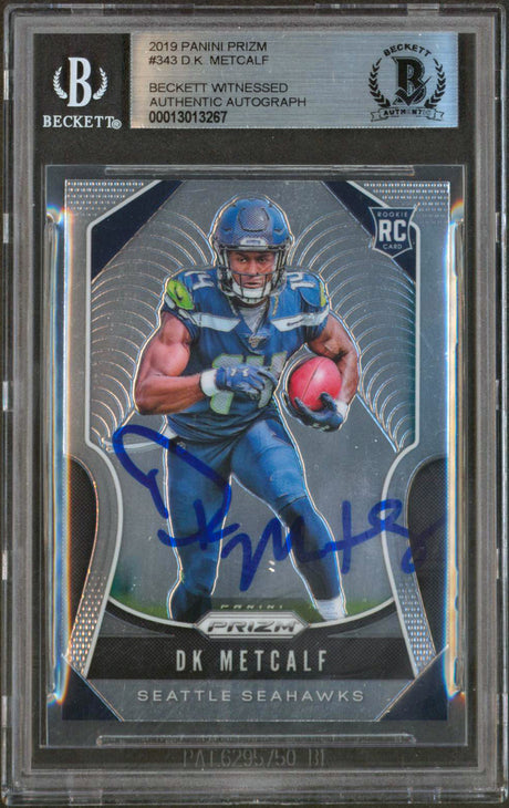 Seahawks DK Metcalf Signed 2019 Panini Prizm #343 RC Auto Graded 10! BAS Slabbed