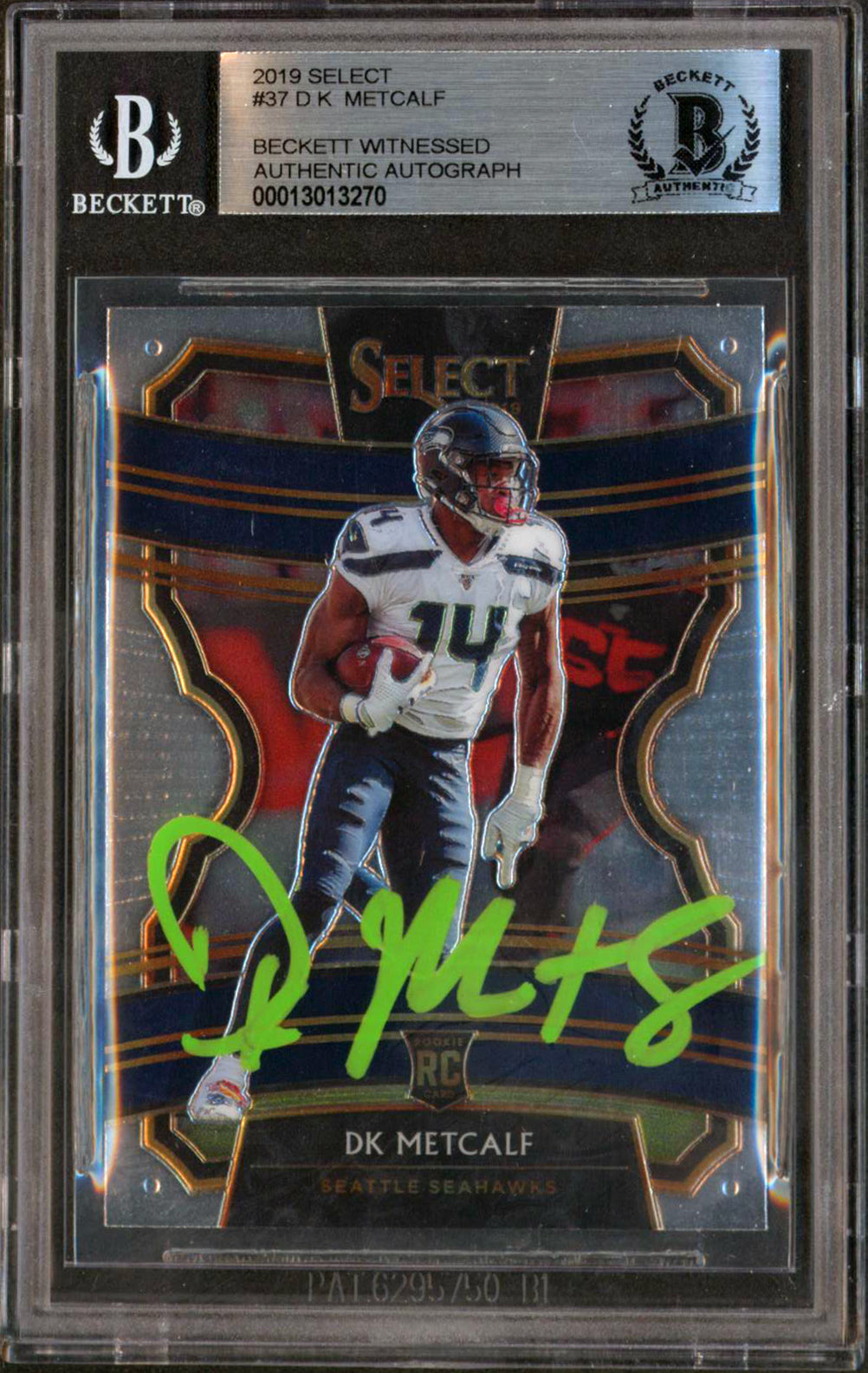 Seahawks DK Metcalf Authentic Signed 2019 Select #37 Rookie Card BAS Slabbed