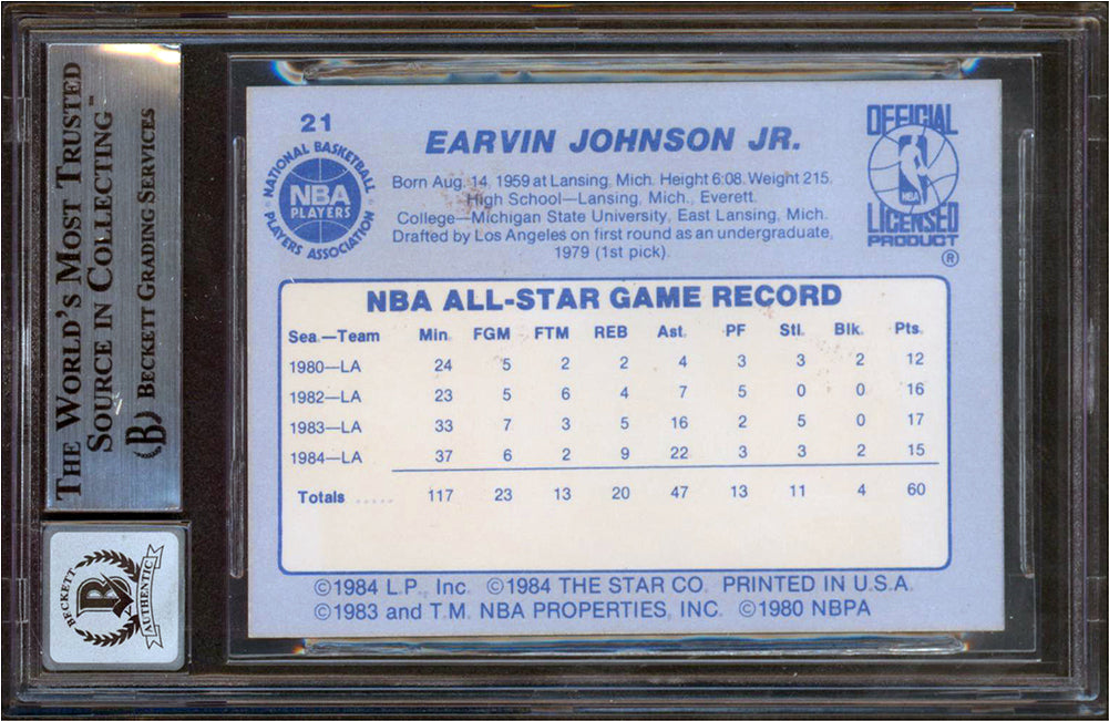 Lakers Magic Johnson Signed 1984 Star All Star Game #21 Card Auto 10! BAS Slab