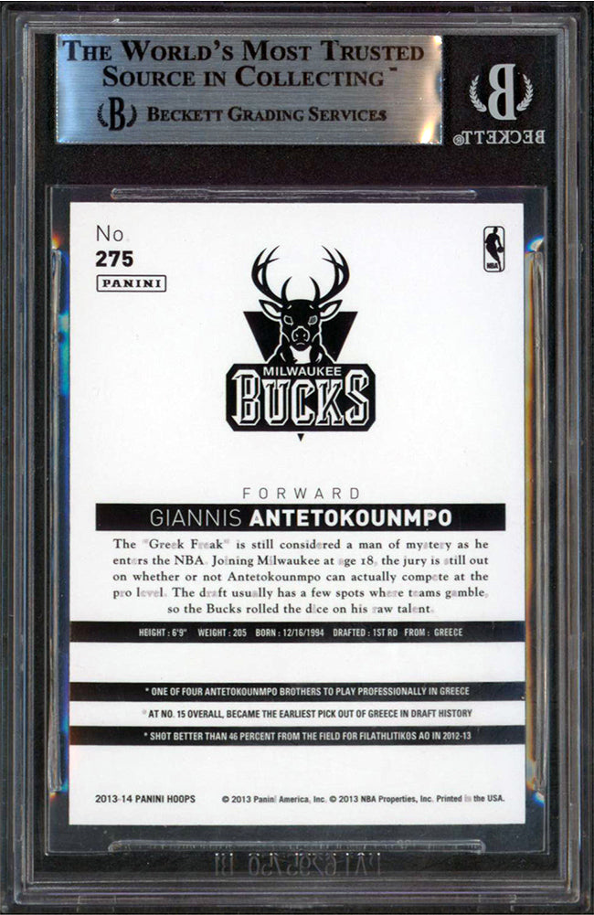 Bucks Giannis Antetokounmpo Signed 2013 Hoops Gold #275 Rookie Card BAS Slabbed