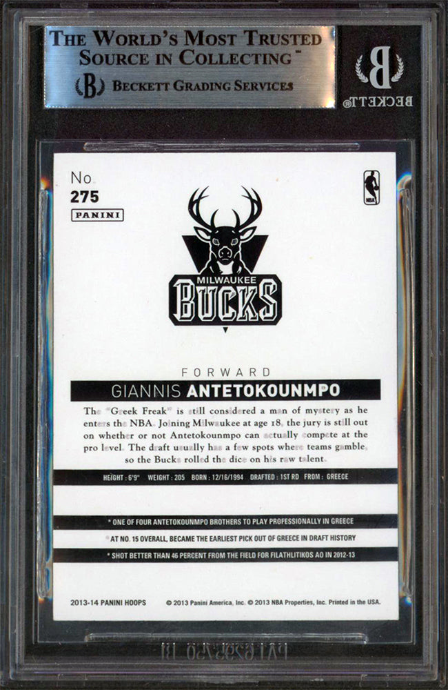 Bucks Giannis Antetokounmpo Signed 2013 Hoops Red #275 Rookie Card BAS Slabbed