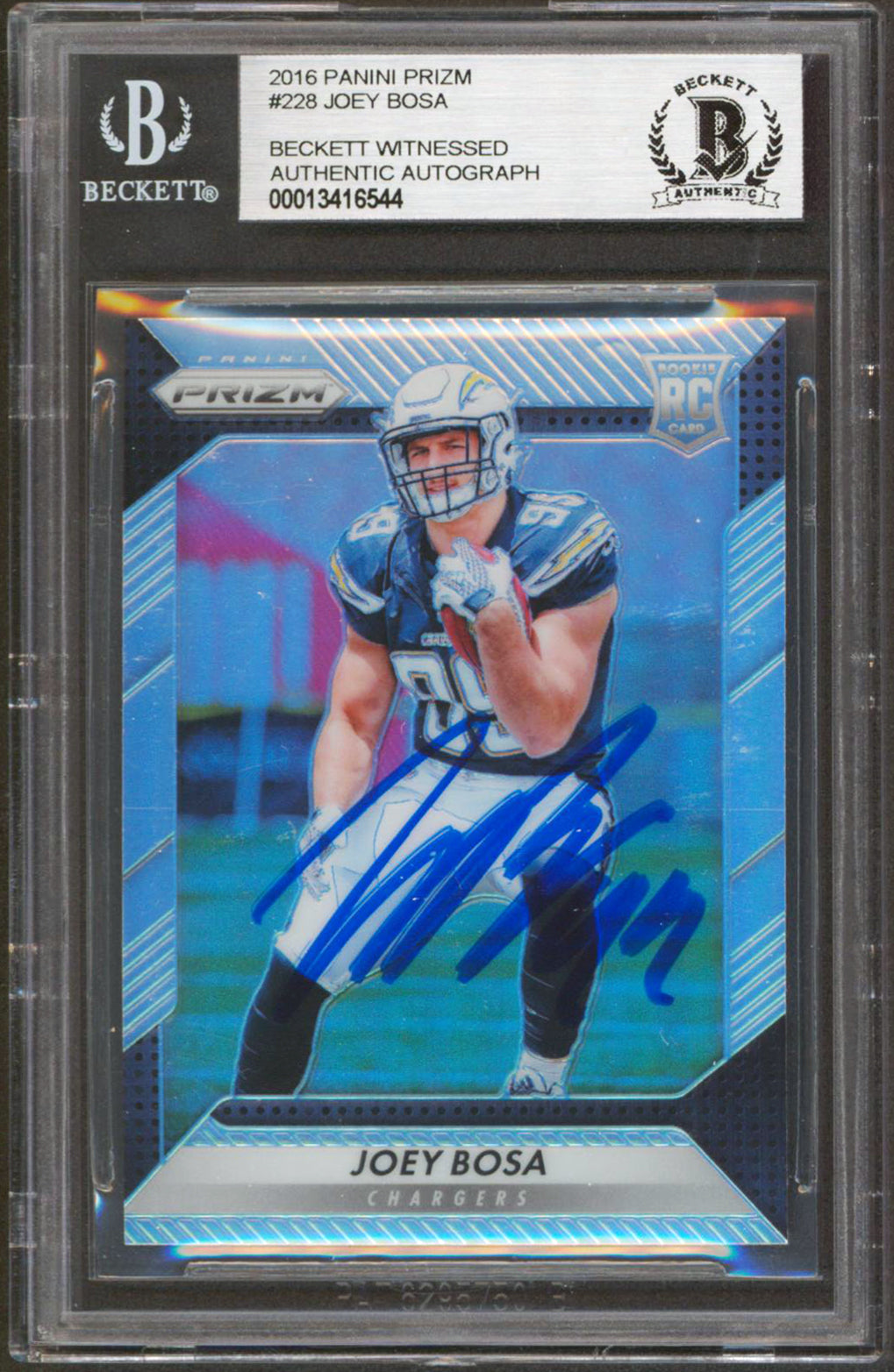 Chargers Joey Bosa Authentic Signed 2016 Panini Prizm #228 RC Card BAS Slabbed 6