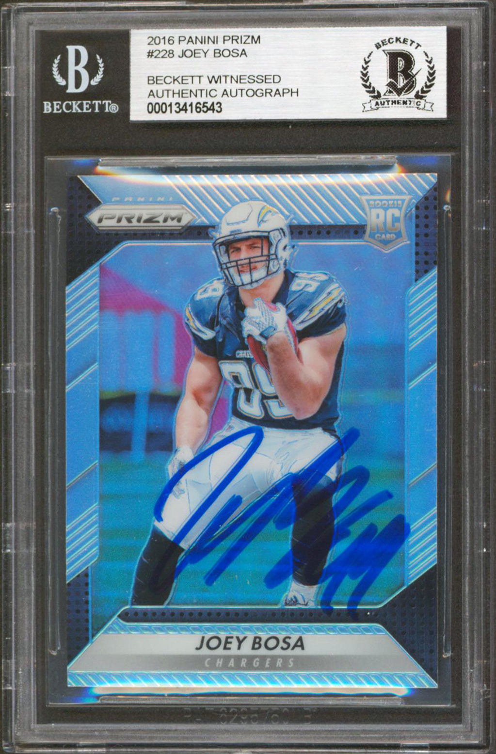 Chargers Joey Bosa Authentic Signed 2016 Panini Prizm #228 RC Card BAS Slabbed 3