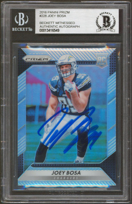 Chargers Joey Bosa Authentic Signed 2016 Panini Prizm #228 RC Card BAS Slabbed 1