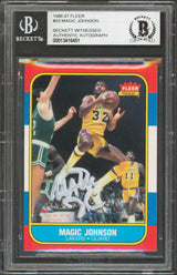 Lakers Magic Johnson Authentic Signed 1986 Fleer #53 Card BAS Slabbed