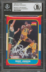 Lakers Magic Johnson Authentic Signed 1986 Fleer #53 Card BAS Slabbed