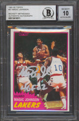 Lakers Magic Johnson "HOF 02" Signed 1981 Topps #21 Card Auto 10! BAS Slabbed 2