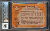 Lakers Magic Johnson "HOF 02" Signed 1981 Topps #21 Card Auto 10! BAS Slabbed 4