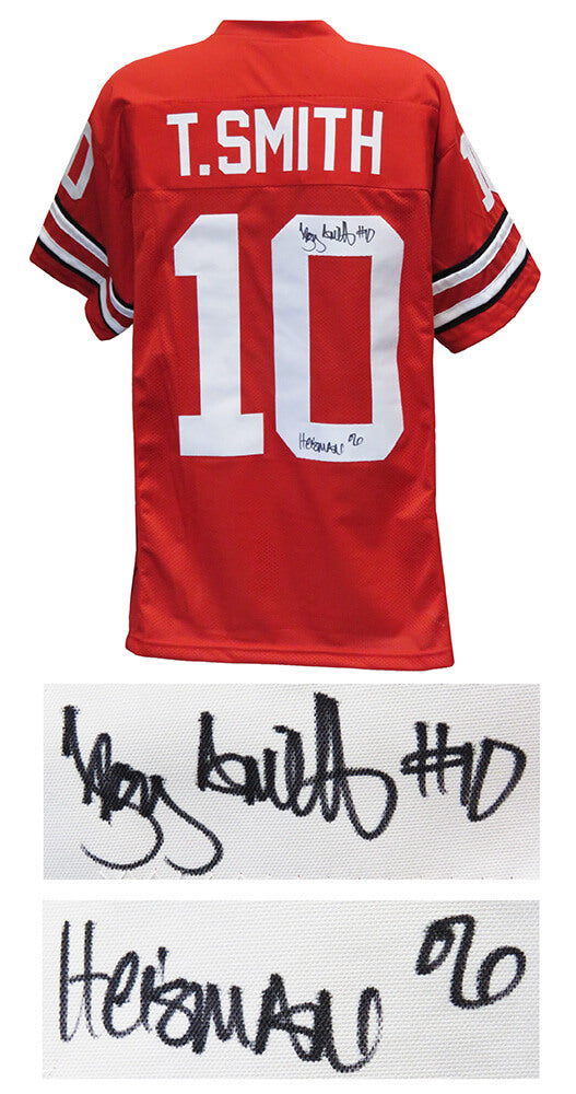 Troy Smith Signed Red Custom Football Jersey w/Heisman'06