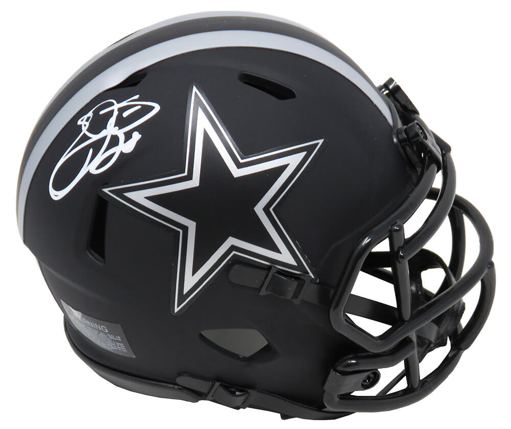 Emmitt Smith Signed Dallas Cowboys Eclipse Black Matte Riddell Speed Mini Helmet