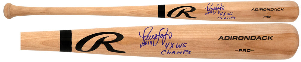 Luis Sojo Signed Rawlings Pro Blonde Baseball Bat w/4x WS Champs