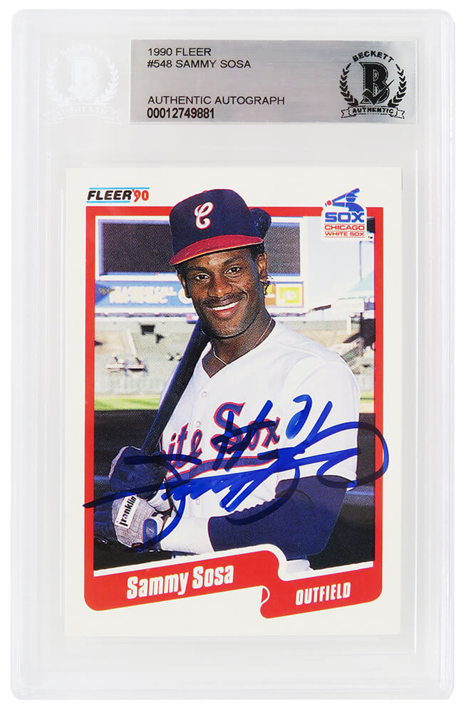 Sammy Sosa Signed Chicago White Sox 1990 Fleer Rookie Baseball Card #548 - (Beckett Encapsulated)