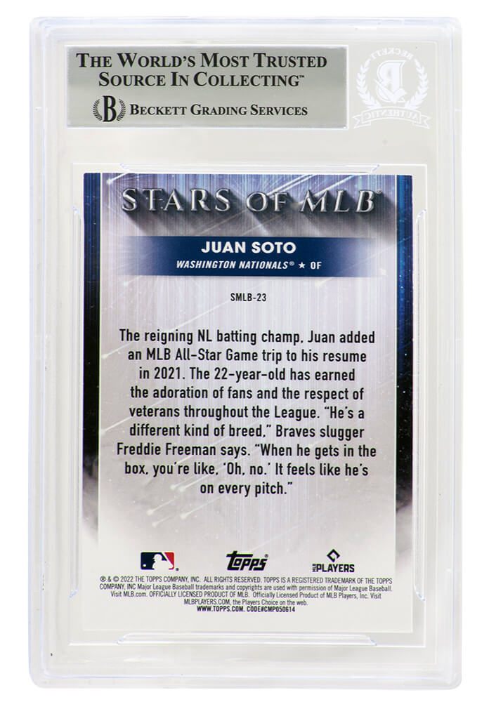 Juan Soto Signed 2022 Topps Stars of MLB Baseball Trading Card #SMLB23 - (Beckett Encapsulated)