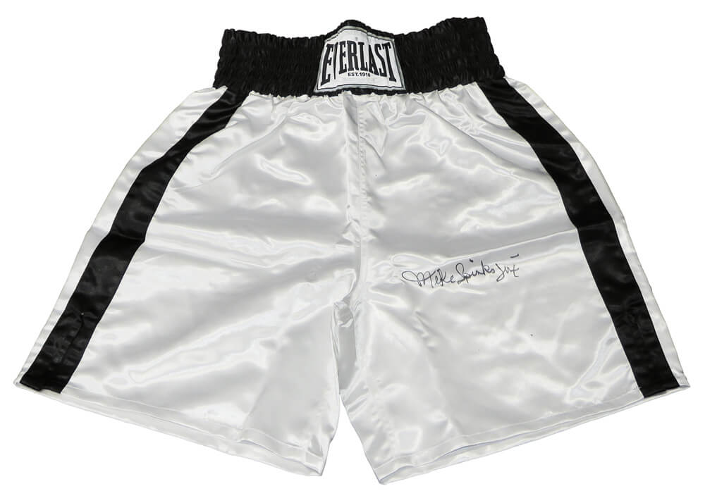 Michael (Mike) Spinks Signed Everlast White Boxing Trunks w/Jinx