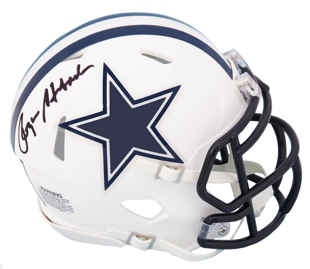 Roger Staubach Signed Dallas Cowboys Flat White Matte Riddell Speed Mini Helmet