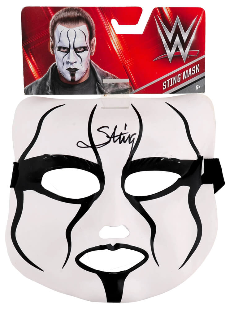 Sting Signed WWE White & Black Wrestling Mask